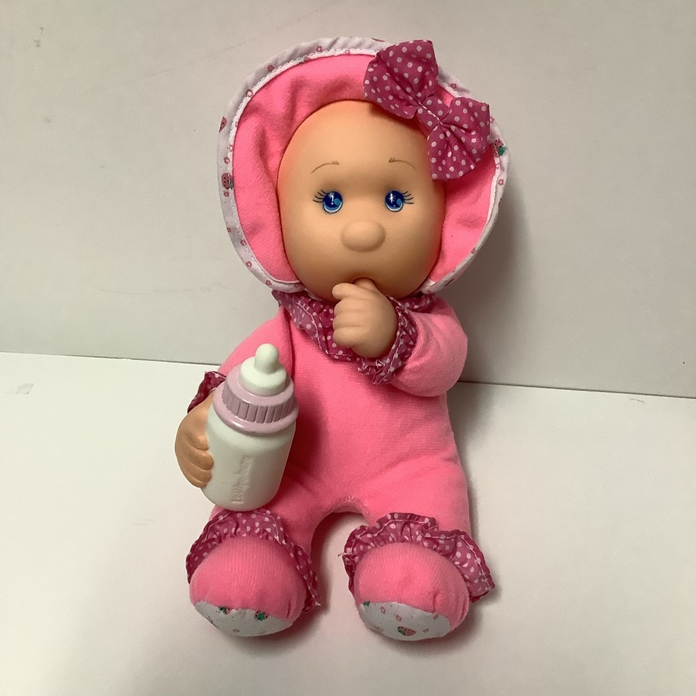 Goldberger Lollipalooza Doll Holding Bottle Blue Eyes Thumb Sucker Pink Outfit
